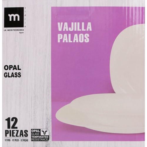 Vajilla 12pcs Cuad. Opal Palaos MD
