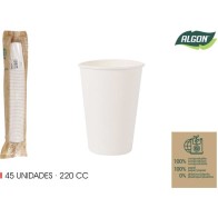 Set de 45 Vaso Blanco Cartón 220cc Algon