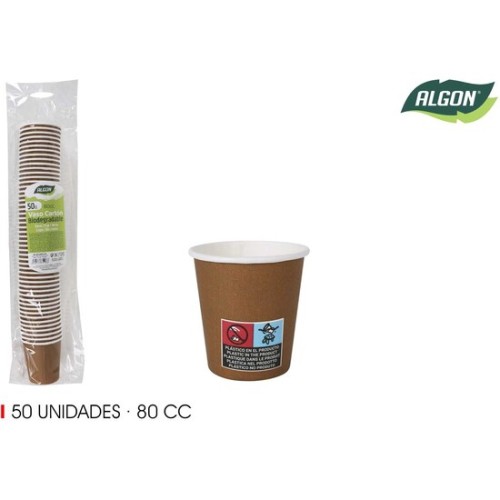 Algon Set of 50 Brown Carton Cups 80cc