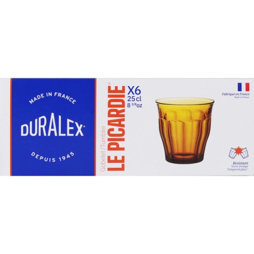 Set of 6 25cl Amber Glasses Picardie