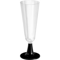 Set of 50 Black Stem Champagne Cups 150cc Algon
