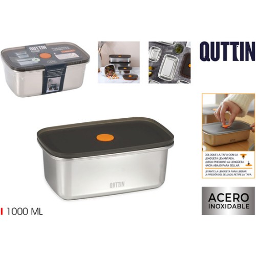 Quttin 1000ml Hermetic SS Rectangular Lunchbox