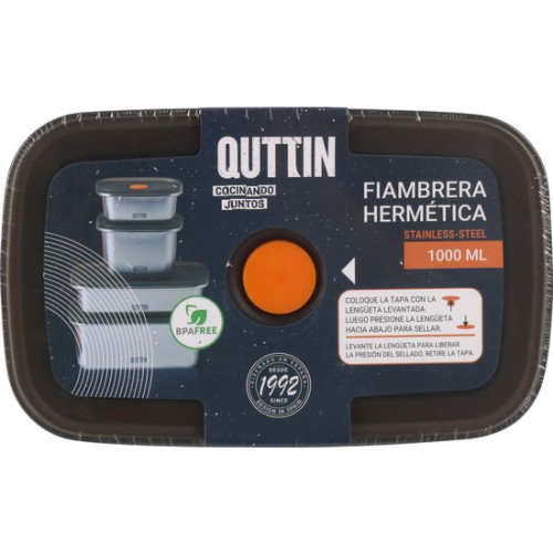 Fiambrera Hermética Rectangular 1000ml Quttin