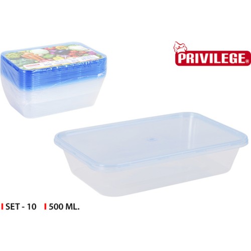 Set of 10 Semi-Disposable Containers 500 ml