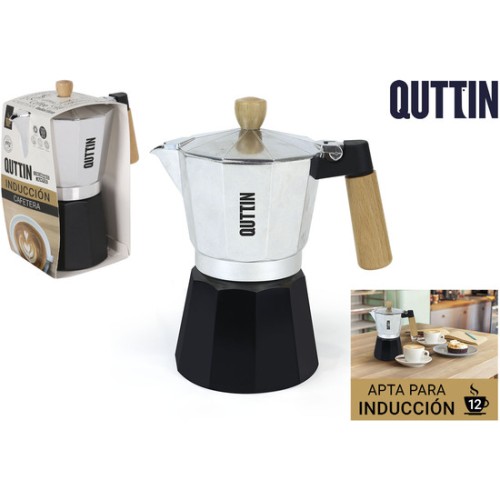 Aluminum 12-Cup Induction Coffee Maker with Wood Handle Quttin