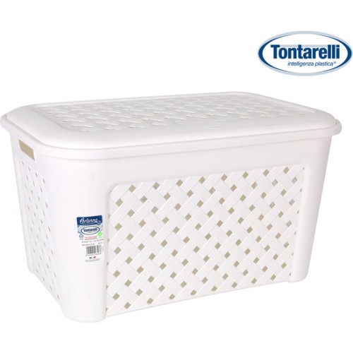 Arianna White Laundry Basket with Lid 48.3L