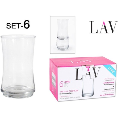Set 6 Vasos Vidrio 365cc Lune