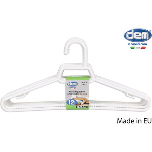 Set of 12 Plastic Hangers 38x17.5cm