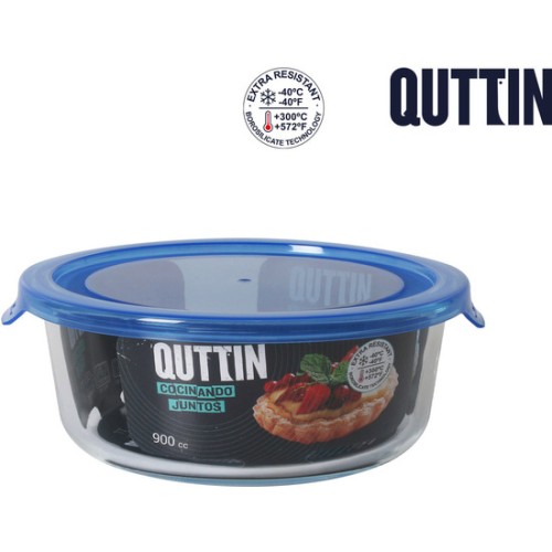 Round Lunch Box with Blue Lid Quttin 17cm