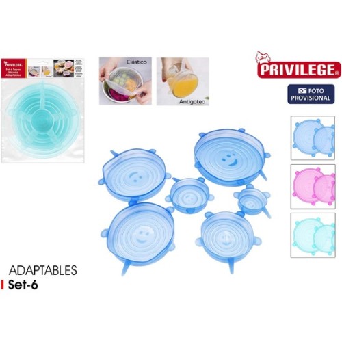 Set de 6 Tapas Silicona Adaptables Quttin