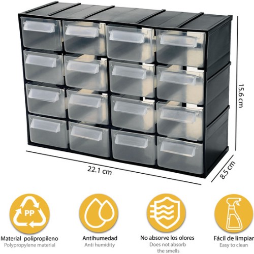 Plastic Storage Unit with 16 Drawers
