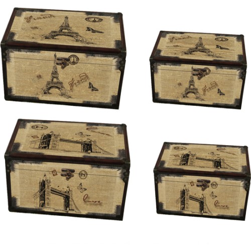 Set of 2 Treasure Boxes Brown