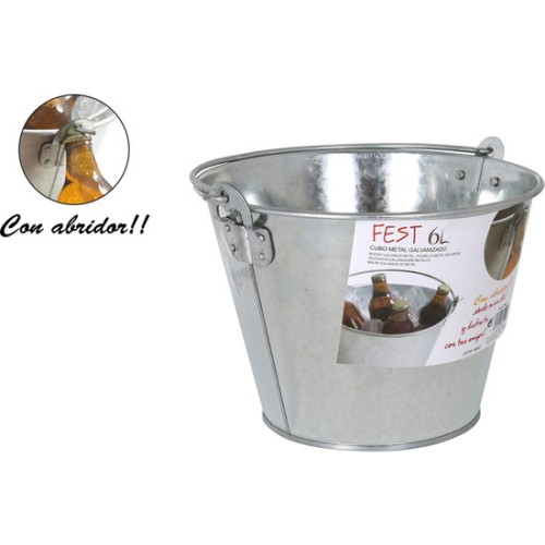 Cubo Metal Galvanizado Con Abridor - Perfecto para Eventos