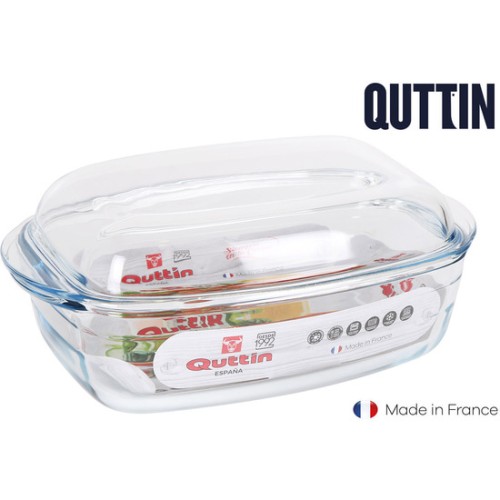 Quttin Rectangular Glass Pot with Lid 3L+1.5L