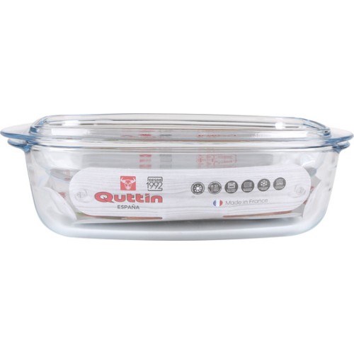 Quttin Rectangular Glass Pot with Lid 3L+1.5L