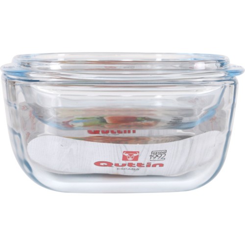 Quttin Rectangular Glass Pot with Lid 3L+1.5L