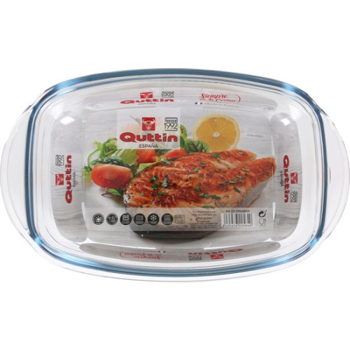 Quttin Rectangular Glass Pot with Lid 3L+1.5L