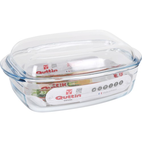 Quttin Rectangular Glass Pot with Lid 3L+1.5L