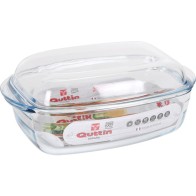 Quttin Rectangular Glass Pot with Lid 3L+1.5L
