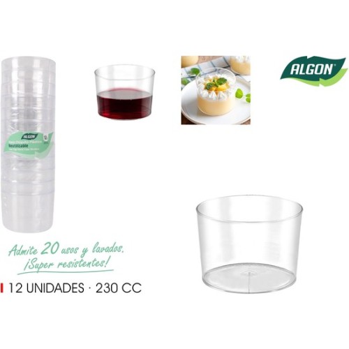 Set of 12 Small Plastic Glasses 230cc PS Algon