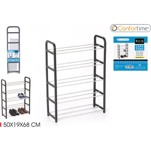 Confortime 5-Shelf Metal and Plastic Shoe Rack 50x19x68cm