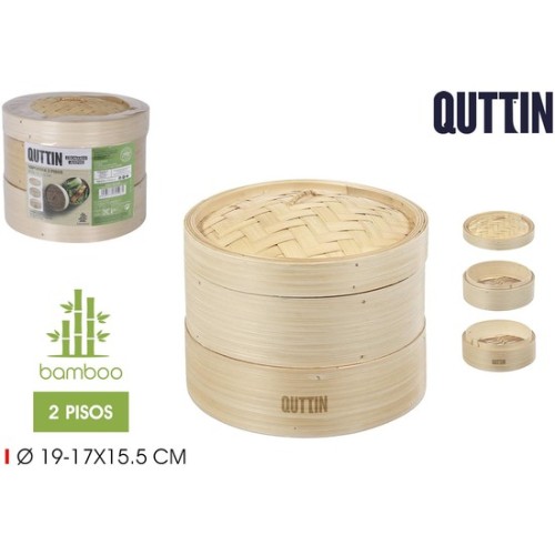 2-Tier Bamboo Steamer Quttin for Healthy Cooking