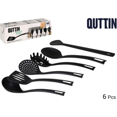 Set 6 Utensilios Nylon Quttin Negro