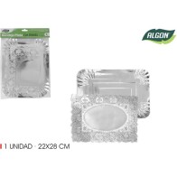 Bandeja Rectangular Plata con Blonda 22x28cm Algon