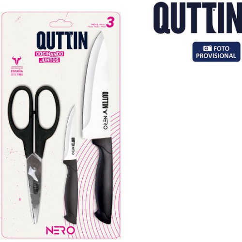 Set of 3 Chef Knives with Peeler and Scissors