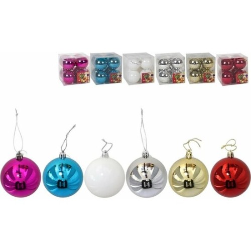 Box of 4 7cm Christmas Balls Assorted Colors