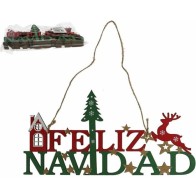 Decorated Wooden Hanging Ornament 28x13cm