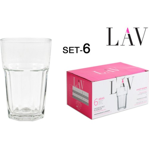 Set of 6 Tall Glasses 300cc Aras for Elegant Serving