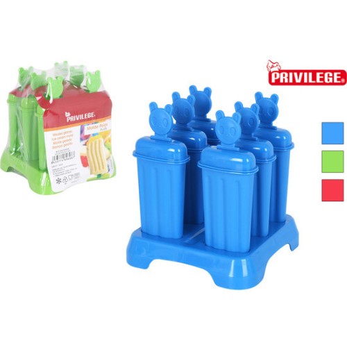 6 Piece Popsicle Mold Assorted Colors