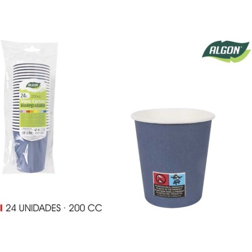 Set of 24 Blue Paper Cups 200cc