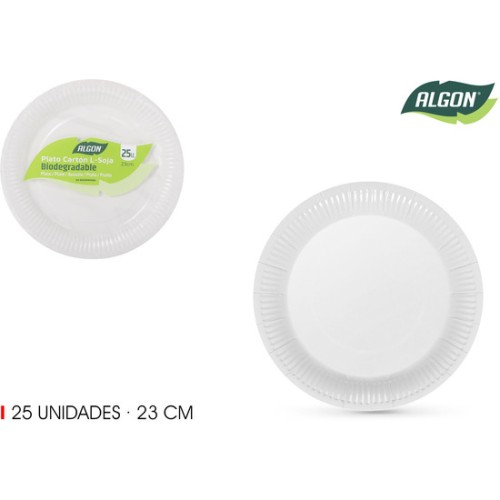 Set of 25 Red Cardboard Plates 23cm Algon