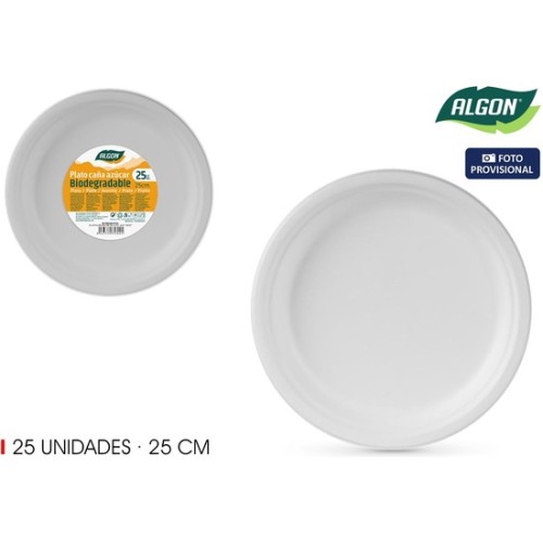 Set of 25 Bio Round Plates 25cm
