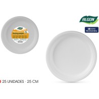Set of 25 Bio Round Plates 25cm