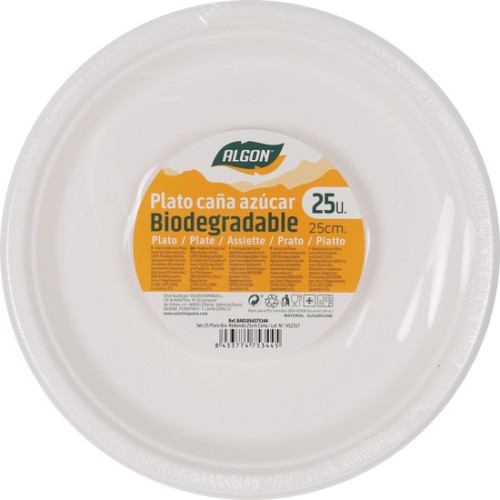Set of 25 Bio Round Plates 25cm