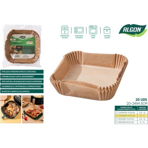 Set-20 Base Papel Airfryer Cuad.24cm Algon