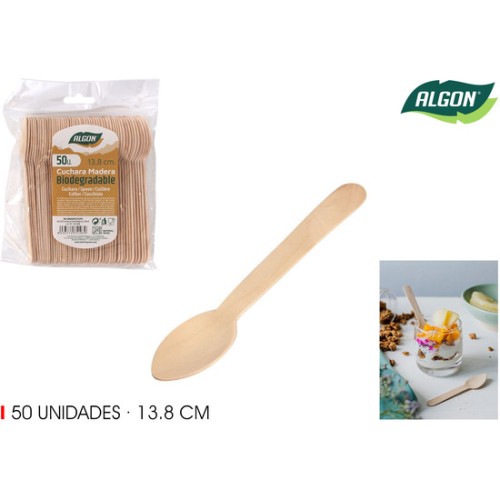 Set-50 Cuchara Cafe Madera 13.8cm Algon