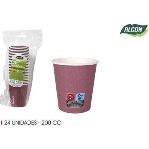 Set-24 Vaso Cartón Burdeos