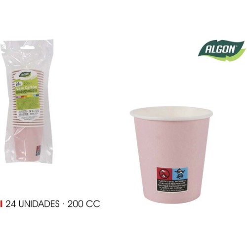 Set de 24 Vasos Cartón Rosa para Fiestas