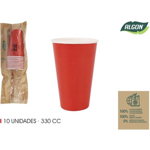 Set of 10 Red Carton Cups for Celebrations