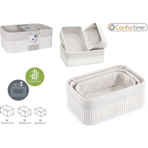 Set 3 Cestas de Ordenación Bambú White