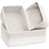 Set of 3 White Bamboo Storage Baskets