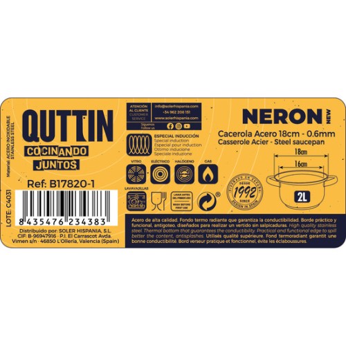 Cacerola Acero Inducción New Neron 16cm 2L
