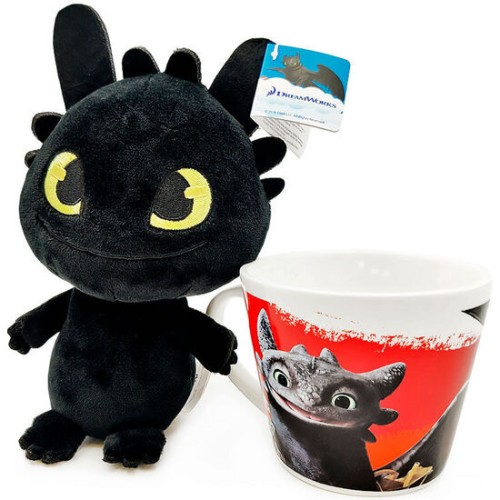 Taza + Peluche Toothless 18cm Cómo Entrenar a Tu Dragón