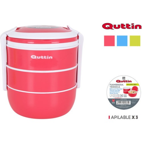 Set of 3 Stackable Thermo Food Containers in Assorted Colors