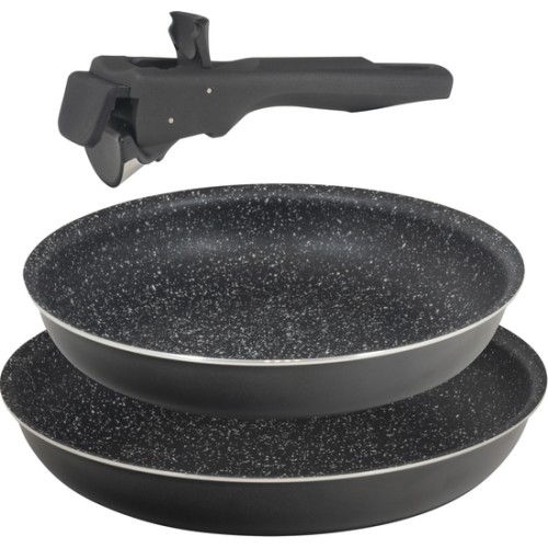 Set of 2 Click and Cook Frying Pans 24 + 28 cm Black