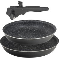 Set of 2 Click and Cook Frying Pans 24 + 28 cm Black